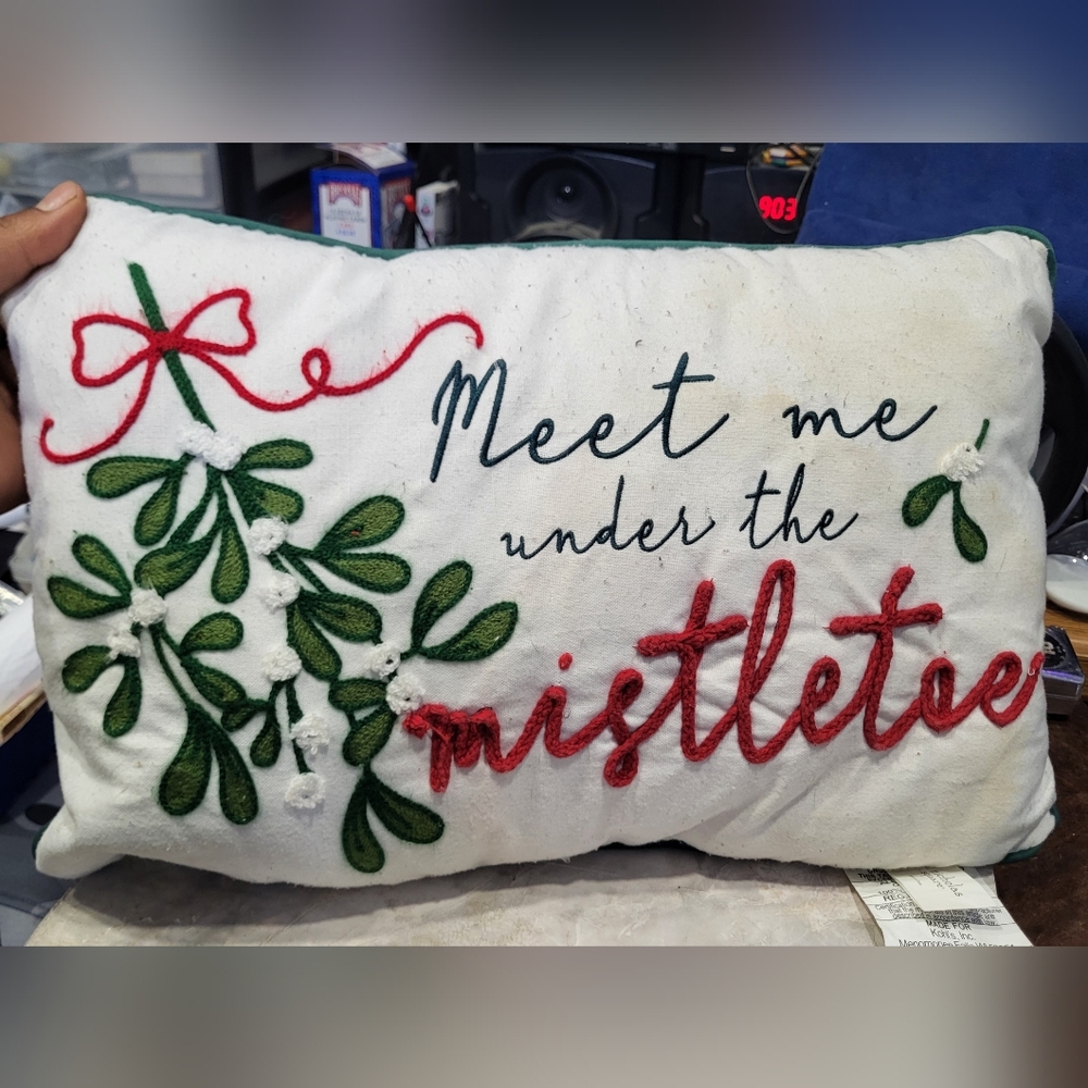 St. Nicholas Square "Meet Me Under the Mistletoe" Holiday Lumbar Throw Pillow